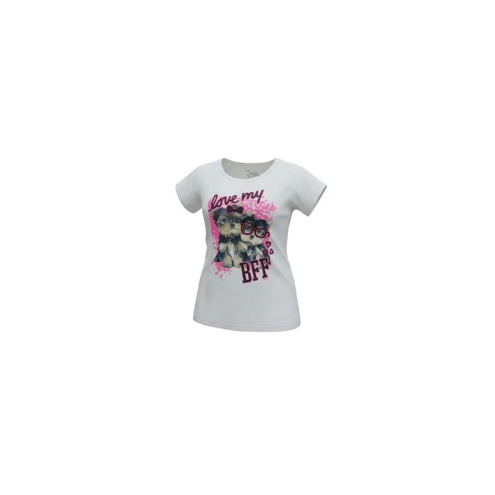 Justice Graphic Tee Girls Size 14 White Love My BFF Puppy Dog Short Sleeve Shirt